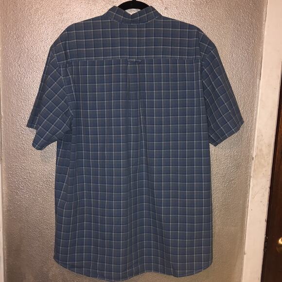 Columbia Casual Resort Vacation Blue Plaid Short Sleeve Button Up Shirt Large - Picture 7 of 12